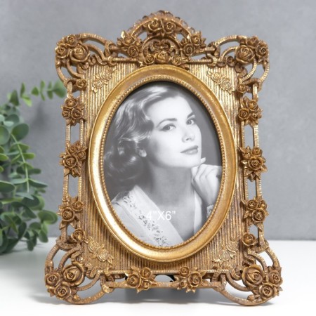 Photo frame Polystone 10x15 cm "Flowering of roses" gold 18x25 cm