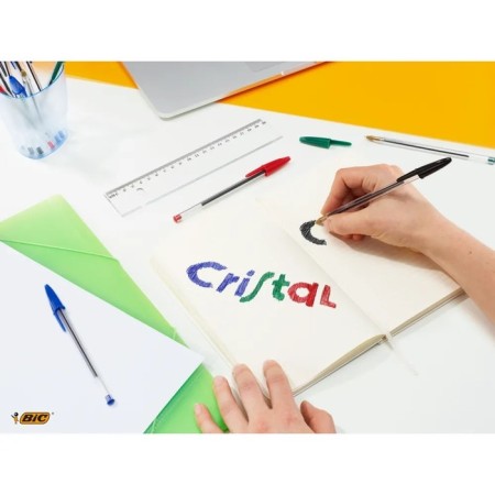 Set of ballpoint pens, 4 pieces, BIC "Cristal Original" Knot 1.0 mm, average letter, blue ink, transparent case-5