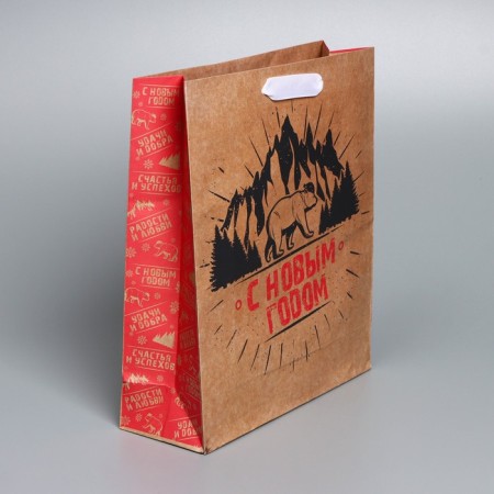 Craft vertical “Hard Winter” package, M 26 x 30 x 9 cm, New Year-1