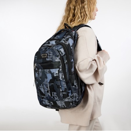 Youth backpack on lightning from textiles, 2 pockets, gray color-6
