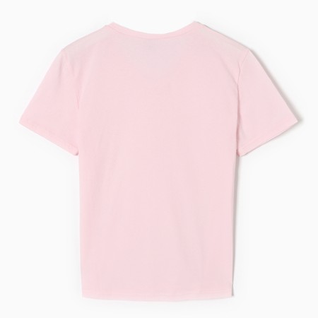 T-shirt female V-shaped neckline, pink color, size 44-3