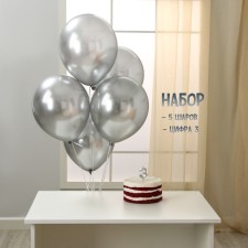 Set of candle in cake + 5 balls, number 3, silver