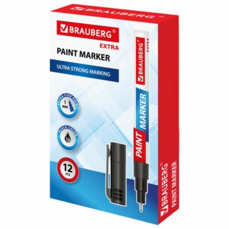 Marker-color (varnish) 1.0 mm Brauberg Extra, Black, Improved Nitro-base, Alum/Corpine 151960-13