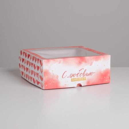 Capcake box, confectionery packaging, 9 cells "with love" 25 x 25 x 10 cm