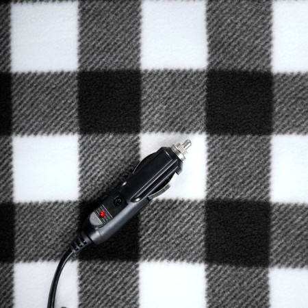 Plaid with heated car 12V, 45W (140x110 cm), fleece, black and white ADHC020-2