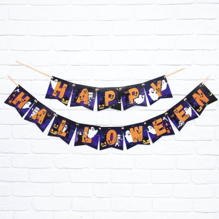 Garland on the tape on Halloween Happy Halloween, ghosts, length 250 cm.-1
