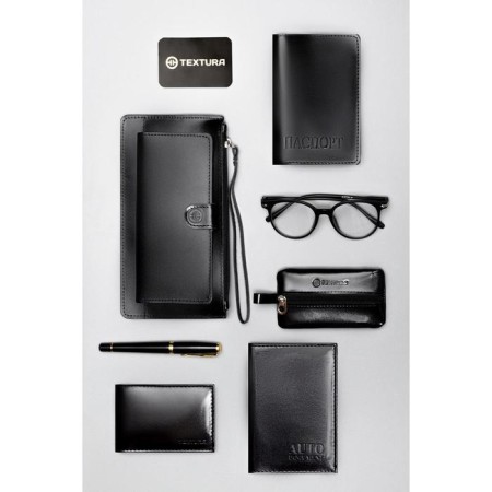 Women's wallet on the zipper Textura, with a pen, black color-5