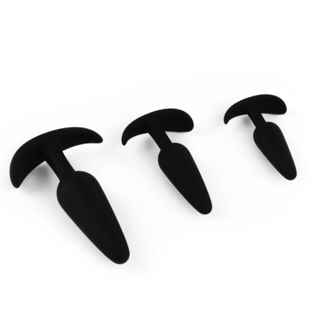 A set of anal traffic jams, cone, 3 pieces, Soft silicone, D = 19; 24; 31 mm, black-1