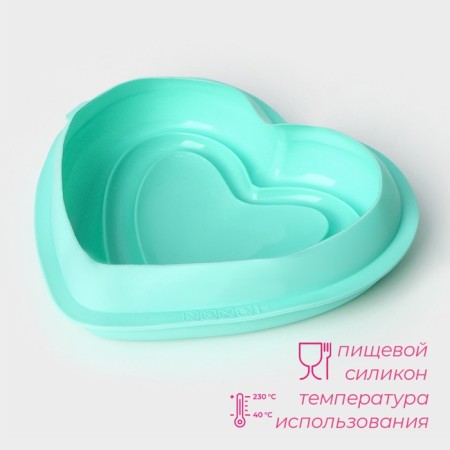 Form for mousse desserts and pastries are the “heart”, silicone, 22 × 20 × 7 cm, color mix-1