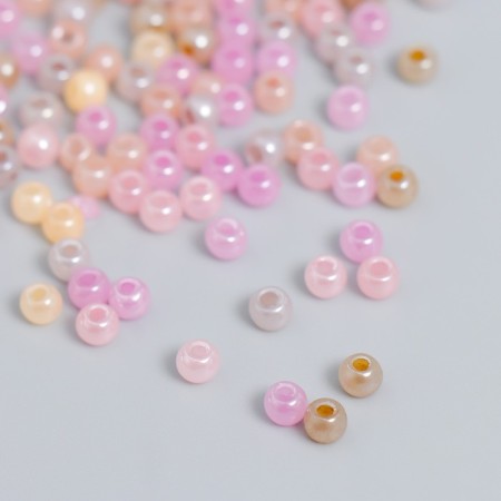 Glass beads 6/0 "caramel-pink melange" 10 g-1