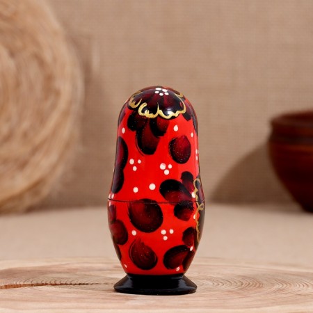 Matryoshka "Chamomile", red, 5-doll, 11-12cm-3