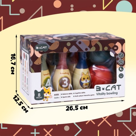 Bowling "kittens", 6 kegley 15 × 5 cm, 2 balls, diameter 8 cm-5