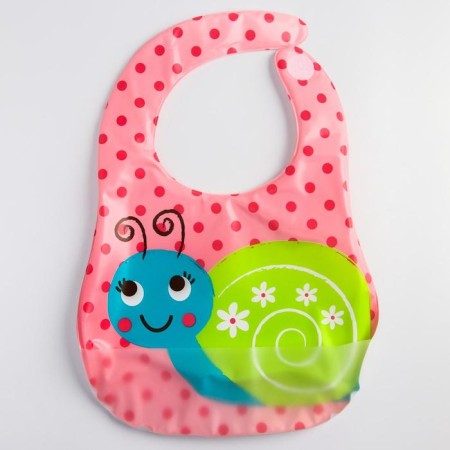 Bibslate for feeding "Snail" waterproof on Velcro, with a pocket, soft-2
