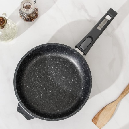 Granite pan, d = 22 cm, removable handle, anti -stick coating, gray color-1