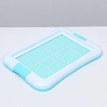 Dog toilet with a grid and a column, 45 x 35 x 4.5 cm, blue-1