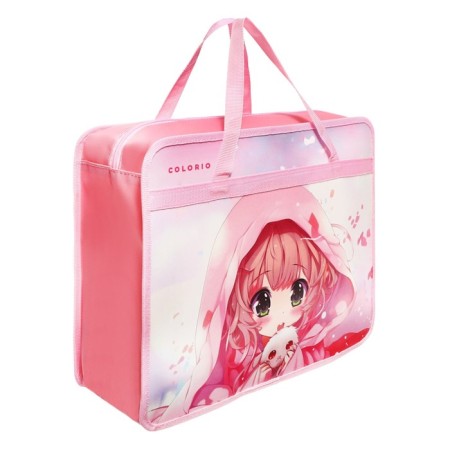 Folder with A4 handles, 330 x 260 x 120 mm, plastic, pens-textiles, colorio "anime"
