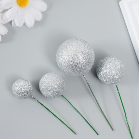 Decor for creativity "Balls Silver Brill" d = 2; 3; 3.5 and 4 cm set 20 pcs-1