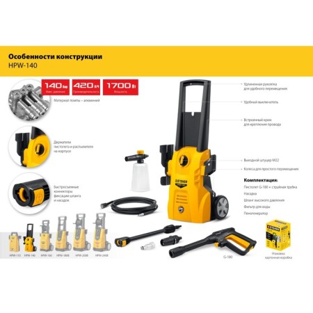 High pressure washing Steher HPW-140, 1700 W, for the G-180 pistol-5