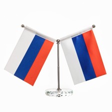 The flag of Russia is desktop, with two flags 8 x 11 cm, circle, 16.5 x 12 cm