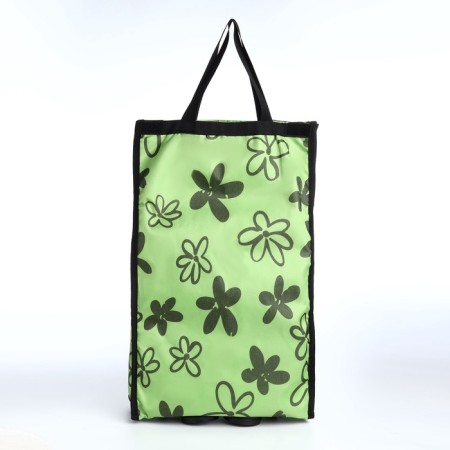 Folding bag on Velcro, 2 wheels, green color-1