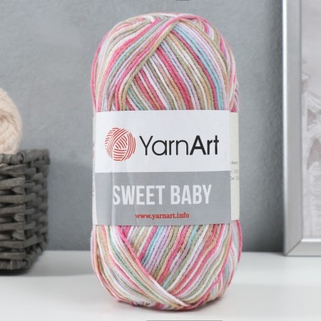 Yarn "Sweet Baby" 100% acrylic 300m/100g (911 raspberries-ASParagus)
