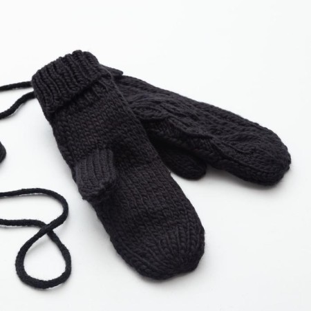 Women's mittens minku "knitted", 18 cm (6 1/2), central black-1