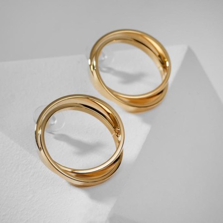 Ring-ring earrings double, color gold