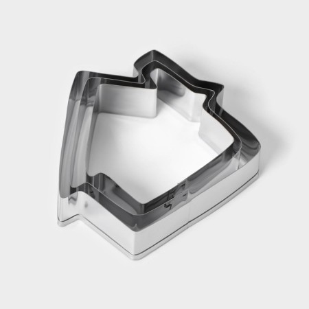 A set of forms for cutting the cookies “House”, 3 pcs, 7 × 6.5 × 1.5 cm, chrome color-4