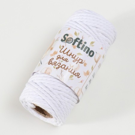 Knitting cord 100% cotton, width 3mm 25m 80g "Ultrobel" 4.5x4.5x10 cm-1