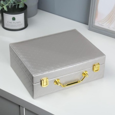 Casket to the leatherette for jewelry "Slaged" silver 8.5x23.5x19 cm