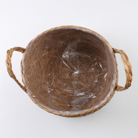 Kashpo wicker "Kenya" round with handles, 25.5x25x23 cm, natural-5