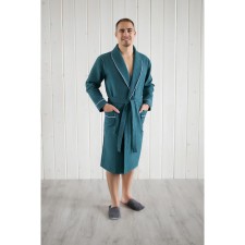Male dressing gown, shalka+kant, size 56, emerald color, waffle