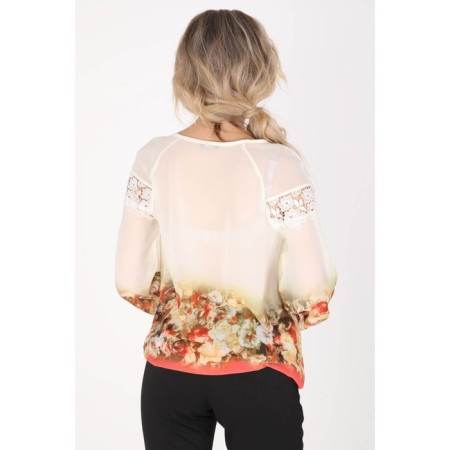 Female blouse, size 42, white color, coral-3