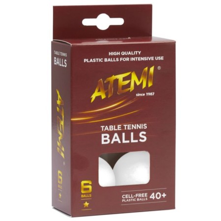 Table tennis balls atemi 1, white color, 6 pcs-1