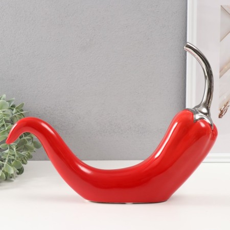 Souvenir ceramics "pepper" red with silver 5.5x26.5x20 cm-3