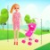 Mom and daughter doll with a stroller, mix