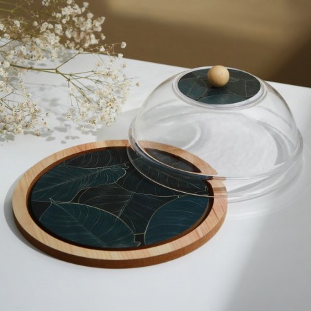 Dish with a lid "Leaves", 15 cm-1