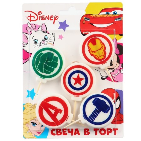 Candle for the cake "Happy Birthday!", 5 pieces, Avengers-5