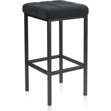 Stool Bar loft Metal/fabric, black/black 34x34x65 cm