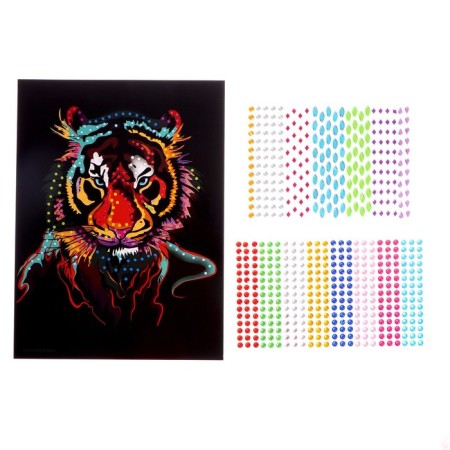 Mosaic with rhinestones "Tiger look." Set for creativity-2