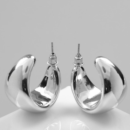 Earrings plastic "Circle" halo mini, color silver-2