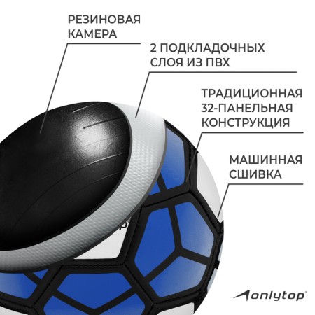 Ball football onlytop, PVC, machine stitching, 32 panels, p. 5, color mix-2