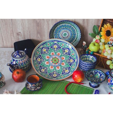 Largan Rishtan ceramics "Patterns", 31 cm, blue-4