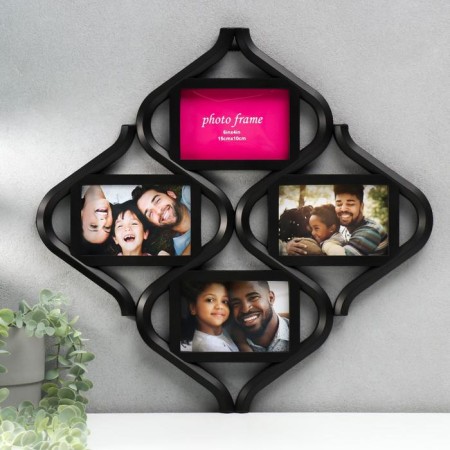 Photo frame plastic in 4 photos 10x15 cm "Sanding clock" Black 38x38 cm