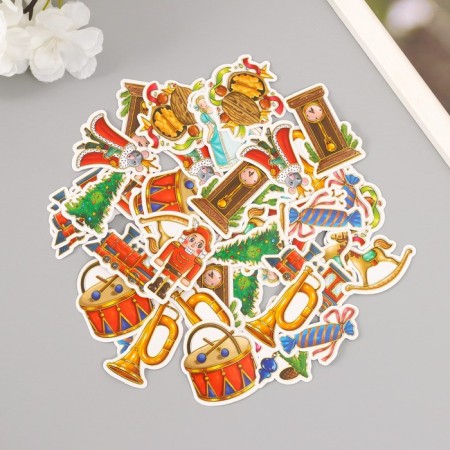 Stickers for creativity "New Year's fairy tale" embossing gold set 48 pcs 9x7x0.8 cm-2