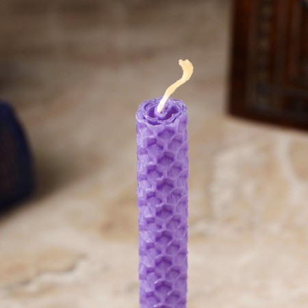 Candle from wax "Intuition and understanding of the essence", 13x1.7 cm, 1 hour, purple-2