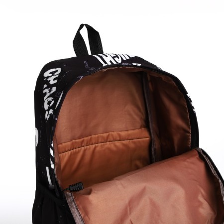 School backpack from textiles on a zipper, 3 pockets, black/gray color-5