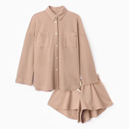 Комплект женский (рубашка, шорты) KAFTAN Basic line, р. 46, кофейный-5
