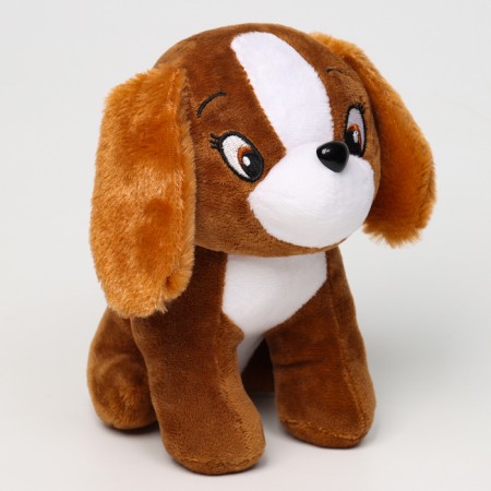 Soft toy "Dog", 19 cm, dark brown color-1
