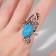 Ring "turquoise world" oval in openwork, a bona-blue-blue-blue in black silver, dimensionless